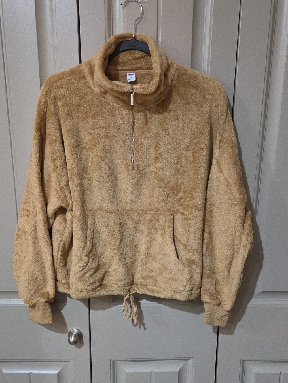 Old Navy Women's Plush Quarter-Zip Pullover in Camel Brown